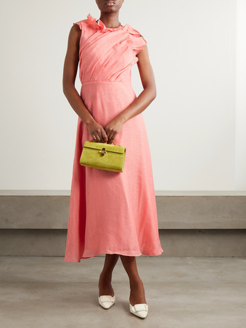Aje Genesis ruffled pleated muslin midi dress