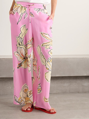 Aje Mirella floral-print silk wide-leg pants