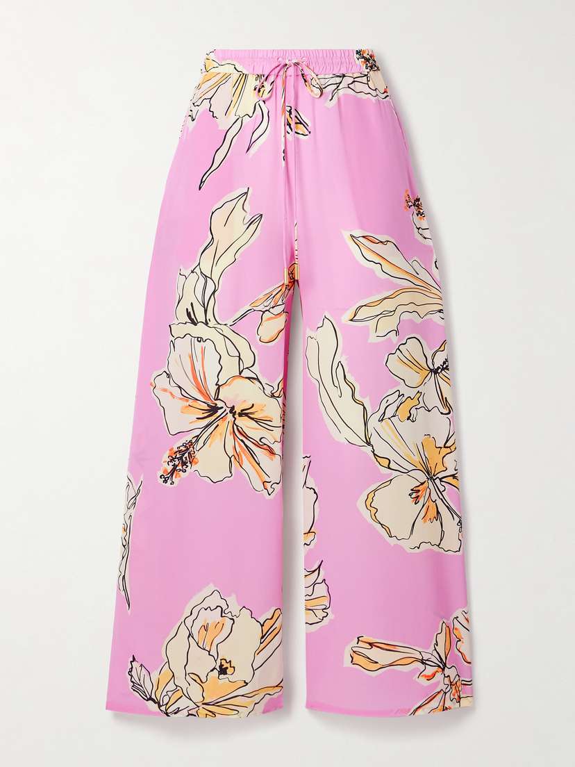 Aje Mirella Floral-print Silk Wide-leg Pants
