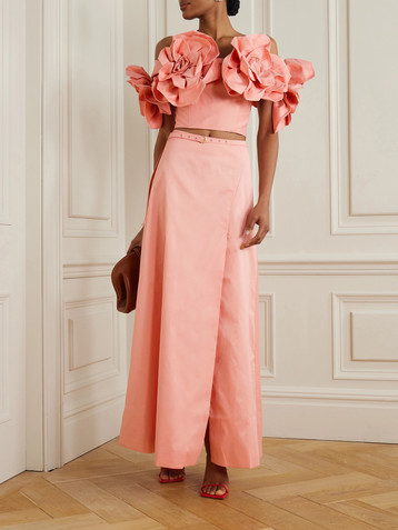 Aje Etta belted wrap-effect taffeta maxi skirt