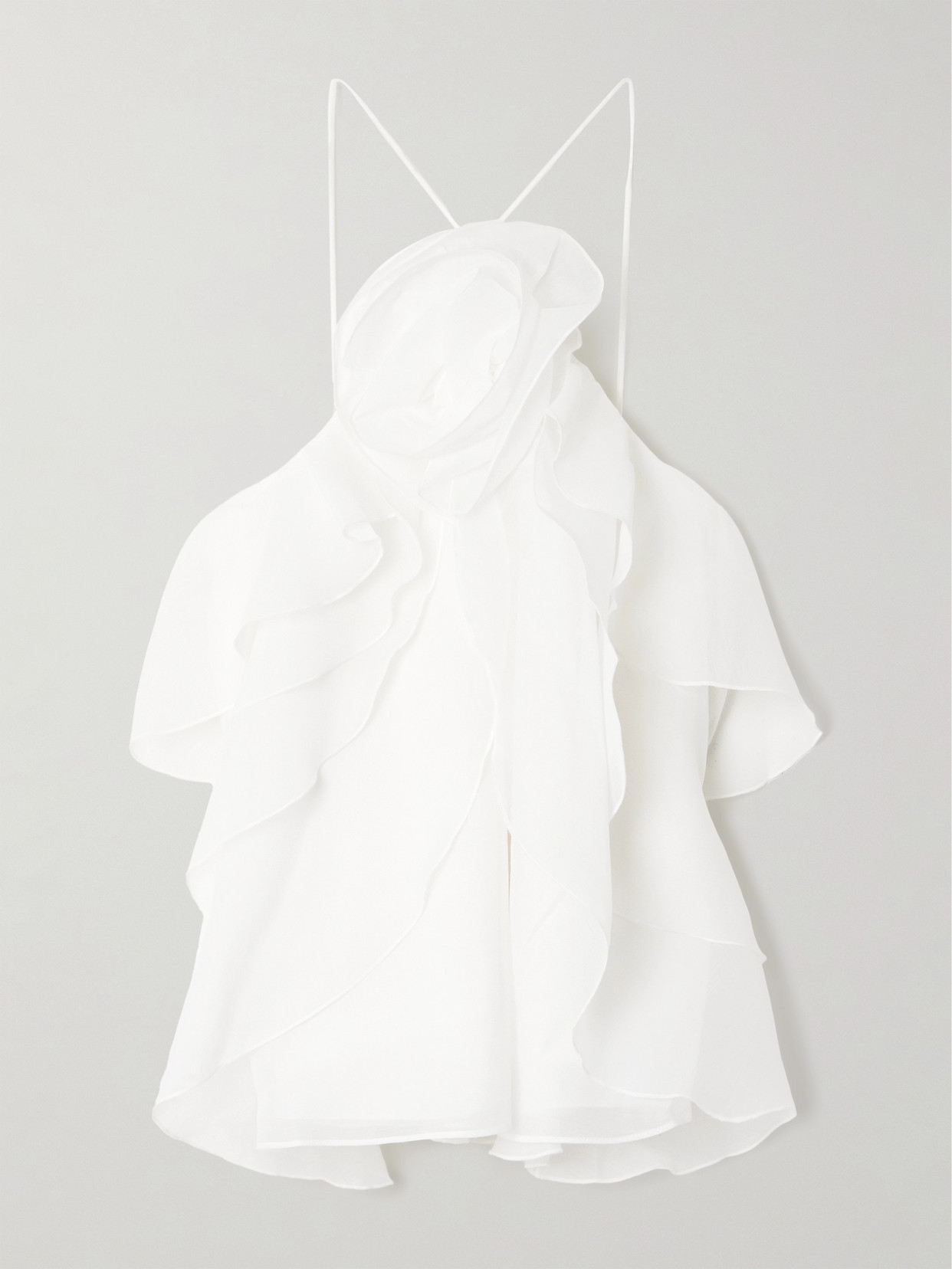 Aje Pandorea Ruffled Layered Chiffon Top In Ivory