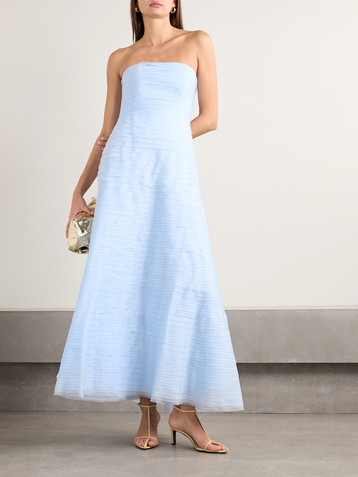 Aje Soundscape strapless layered chiffon gown