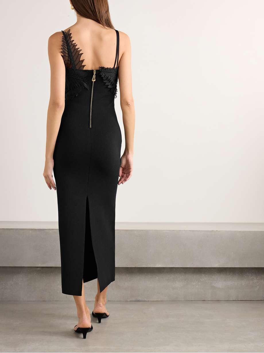 daisy appliquéd stretch-knit maxi dress