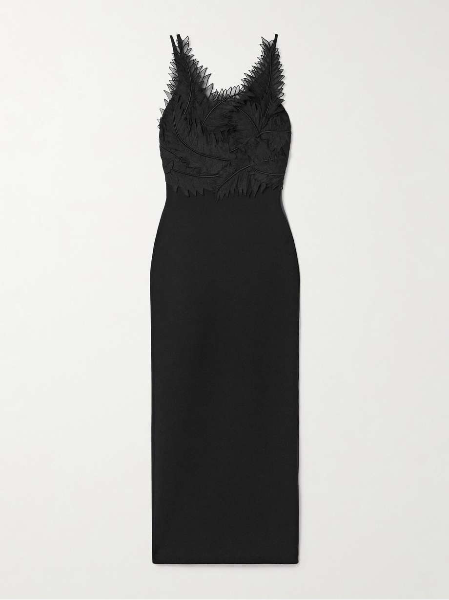 daisy appliquéd stretch-knit maxi dress