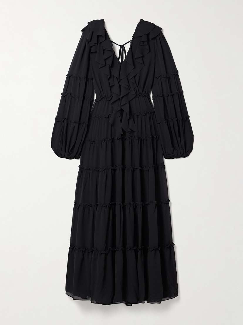 Aje Protea Ruffled Crepe De Chine Maxi Dress
