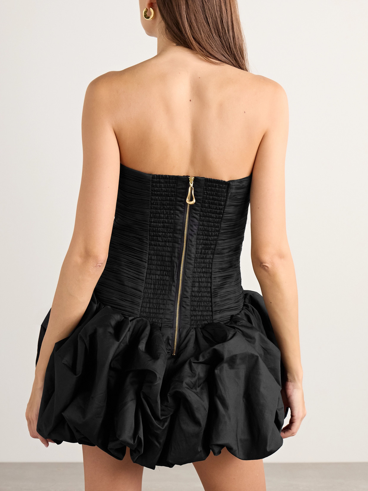 AJE VIOLETTE STRAPLESS RUCHED COTTON MINI DRESS