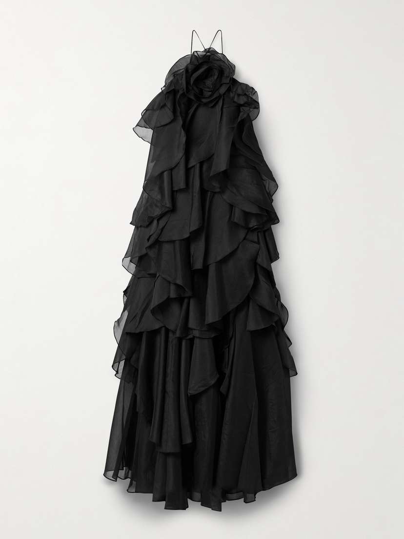 Aje Pandorea Appliquéd Ruffled Organza Gown