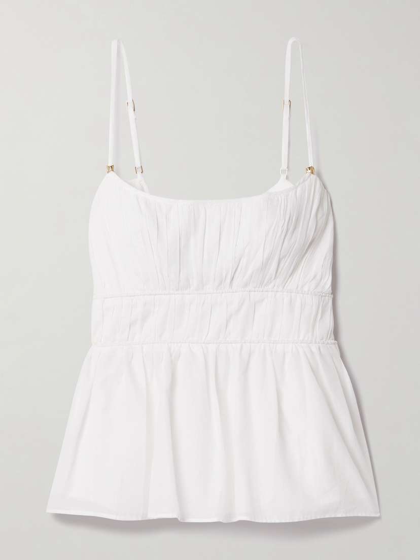 Aje Acapella Gathered Cotton-voile Peplum Top