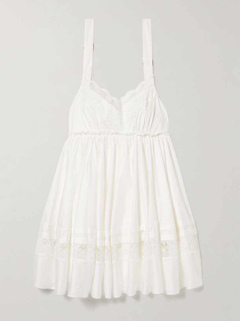 Aje Chant Lace-trimmed Cotton Mini Dress