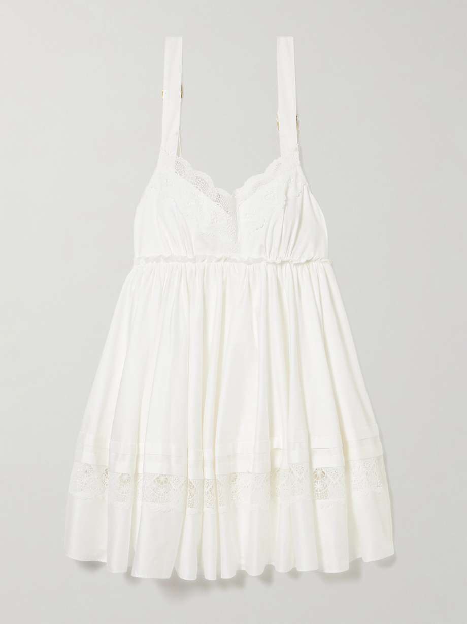 chant lace-trimmed cotton mini dress