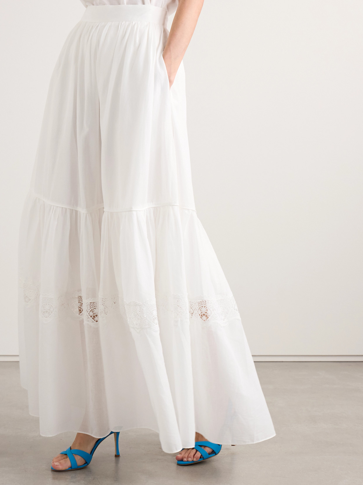 Aje Chant Crochet-trimmed Cotton-voile Maxi Skirt In White