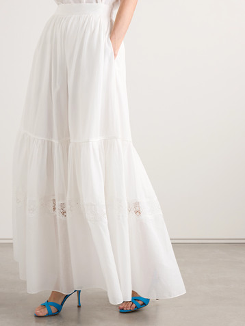 Aje Chant crochet-trimmed cotton-voile maxi skirt