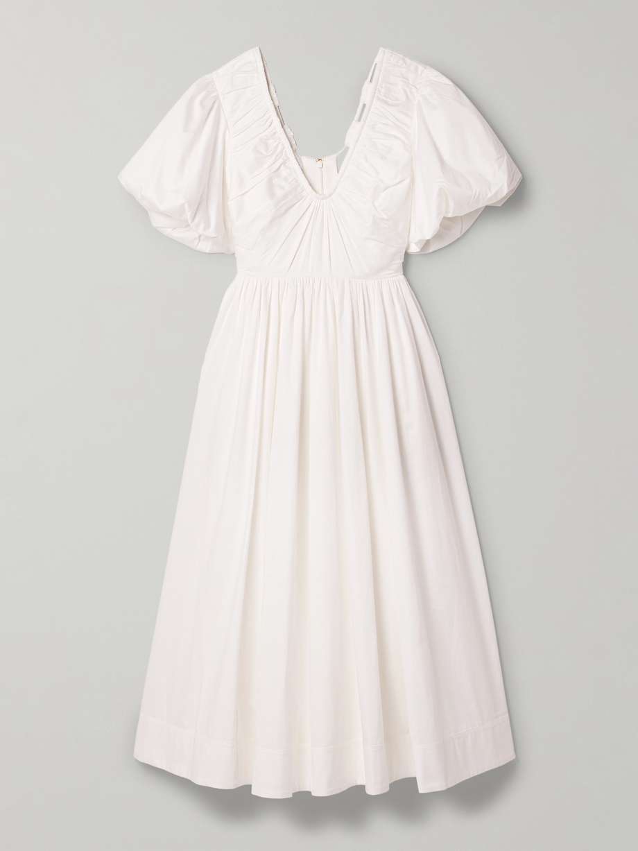 esmerie gathered organic cotton-poplin midi dress