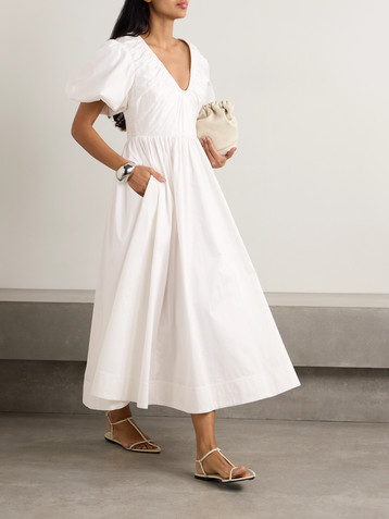 Aje Esmerie gathered organic cotton-poplin midi dress