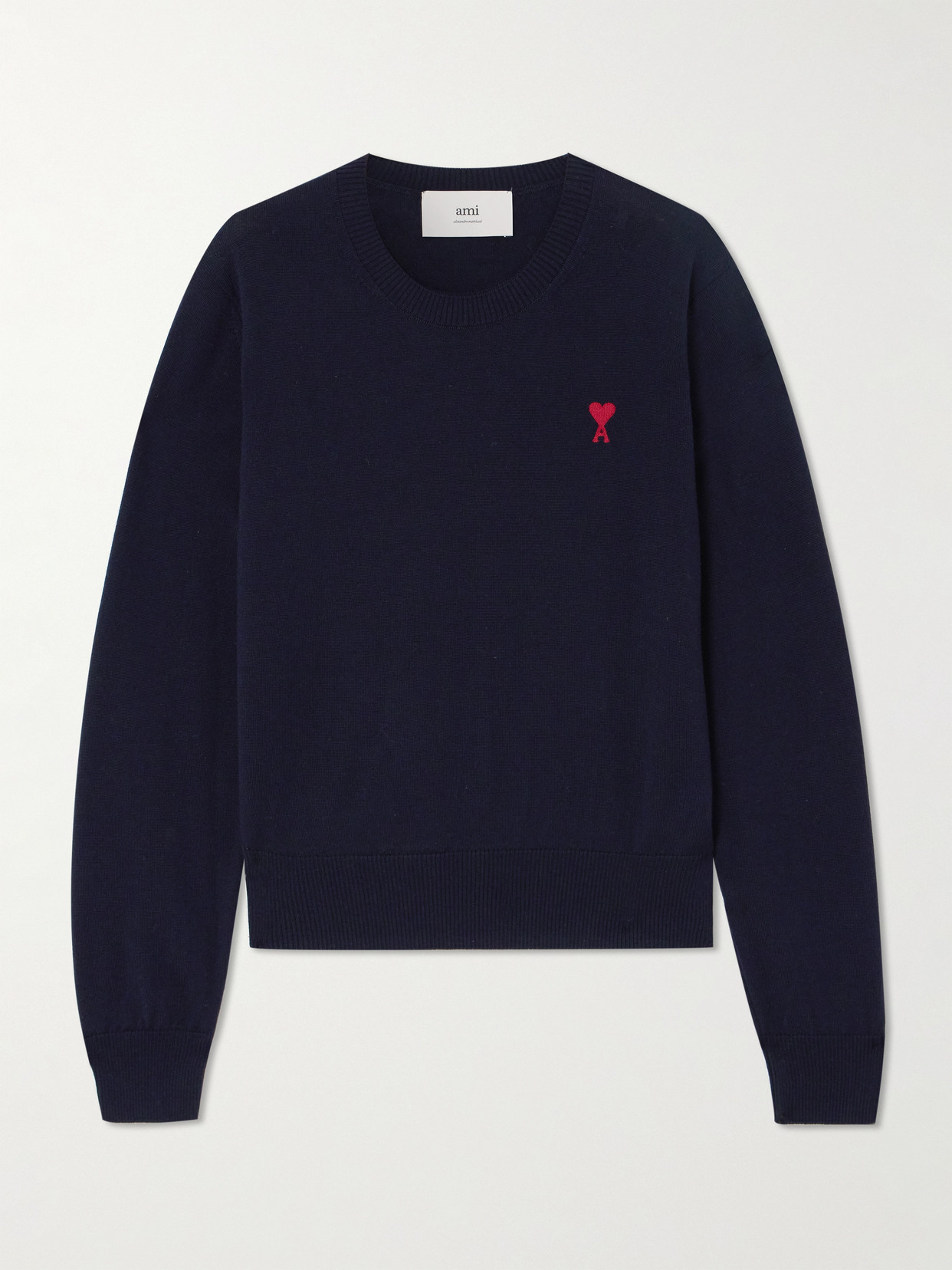 AMI PARIS - Adc Embroidered Merino Wool Sweater - Navy