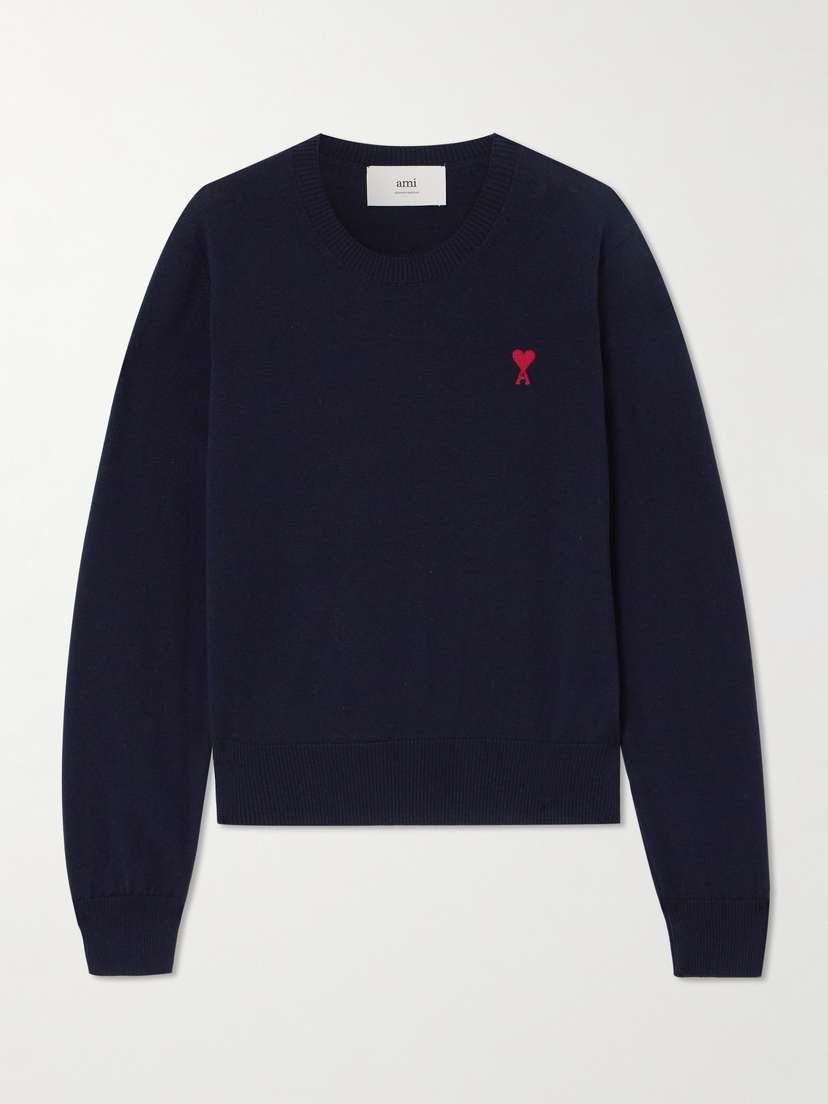 AMI PARIS Adc Embroidered Merino Wool Sweater