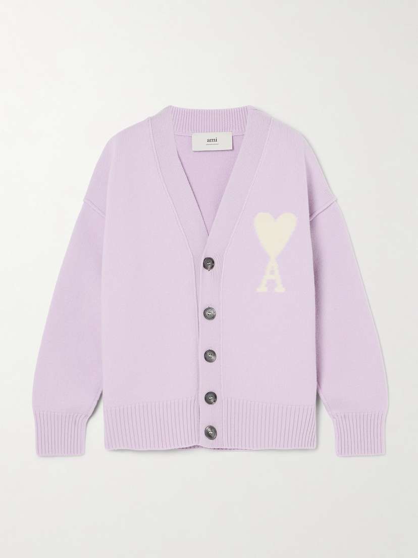 AMI PARIS Adc Intarsia Wool Cardigan