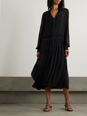 Ami Paris Pleated crepe midi shirt dress