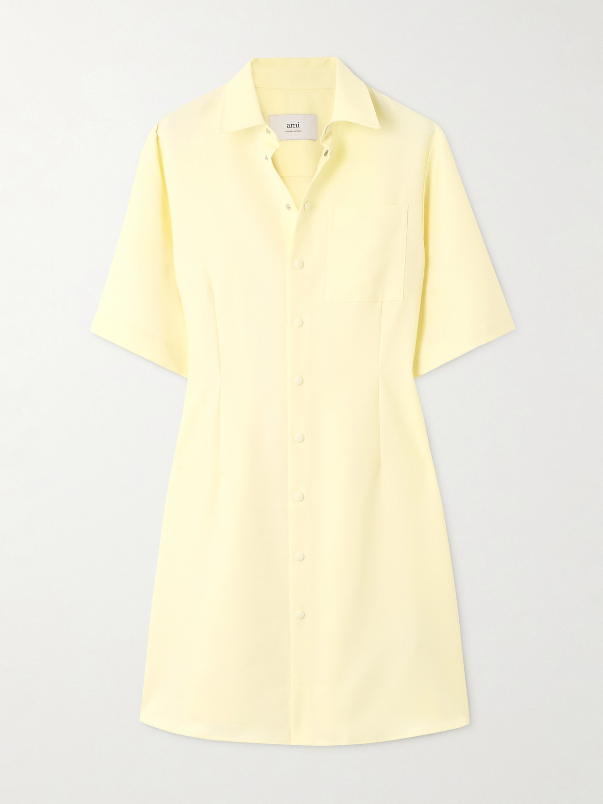 AMI PARIS - Grain De Poudre Wool Mini Shirt Dress - Yellow