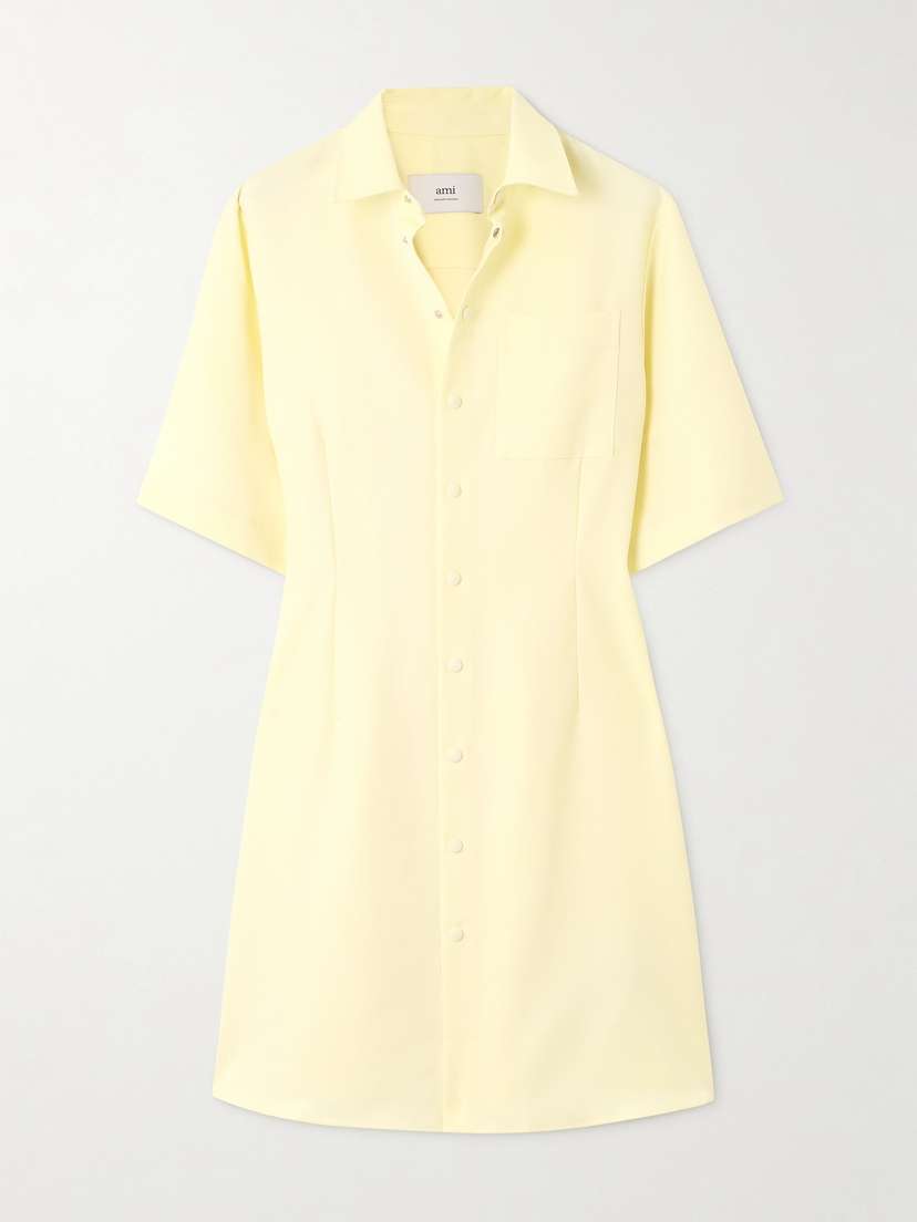 AMI PARIS Grain De Poudre Wool Mini Shirt Dress