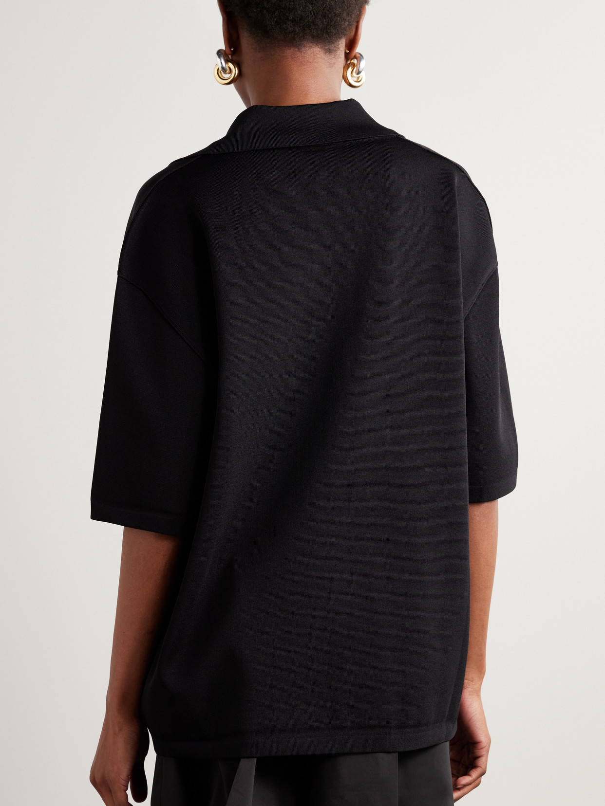 Ami Alexandre Mattiussi Fitted V-neck Polo Shirt With Classic Collar And Short Sleeves In Black