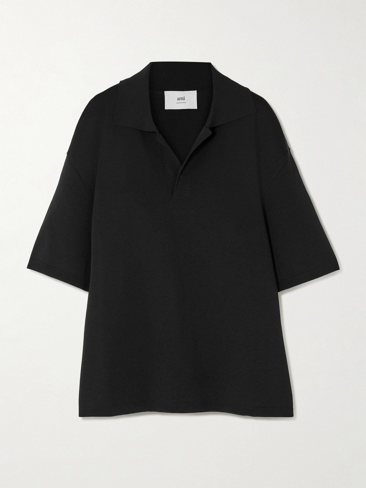 Ami Alexandre Mattiussi Ami V-neck Polo Shirt With Oversized Fit In Black