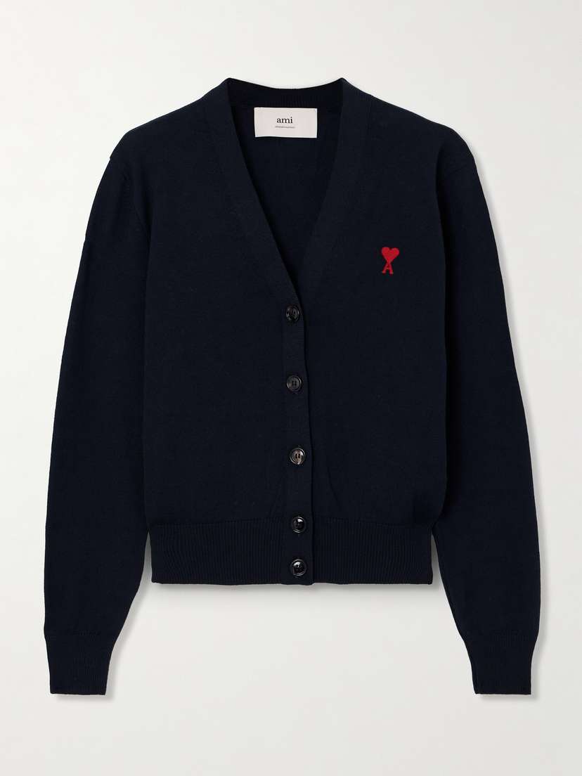 AMI PARIS Adc Intarsia-knit Wool Cardigan