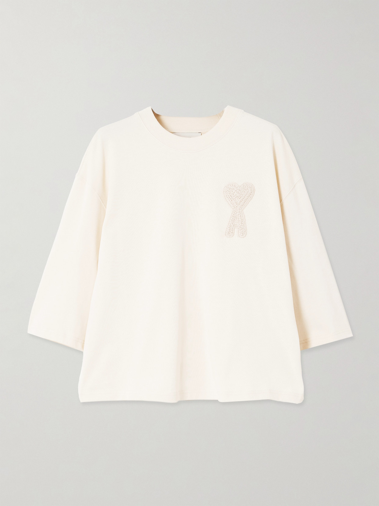 Ami Alexandre Mattiussi Embroidered Organic Cotton-jersey T-shirt In White