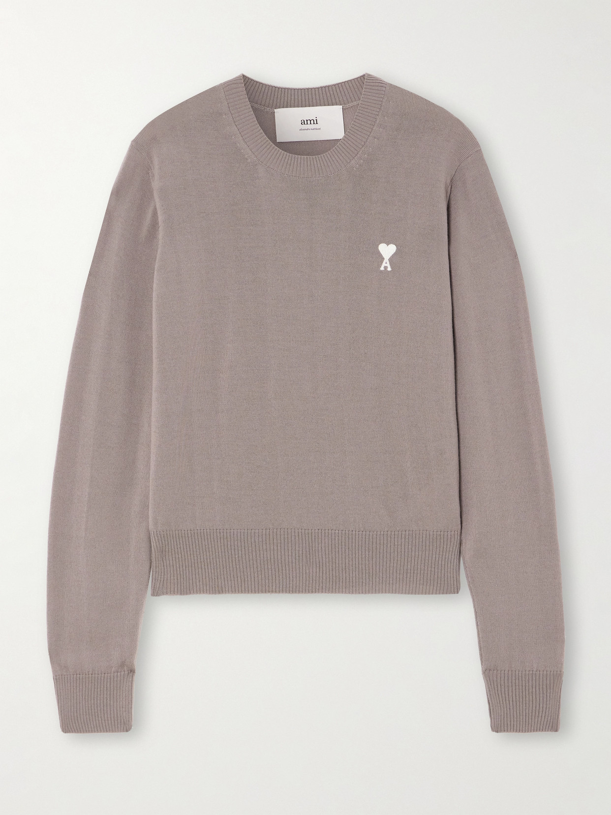 Ami Alexandre Mattiussi Adc Embroidered Wool Sweater In Neutrals