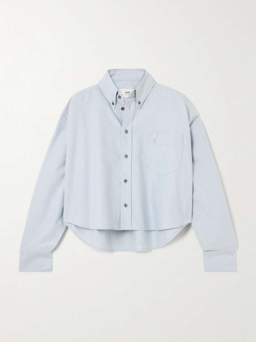 AMI PARIS Cropped Cotton Oxford Shirt