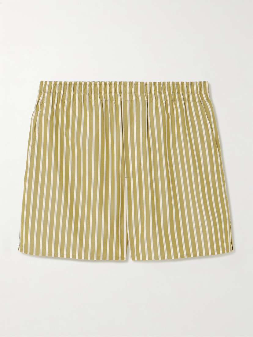 AMI PARIS Striped Cotton-poplin Shorts