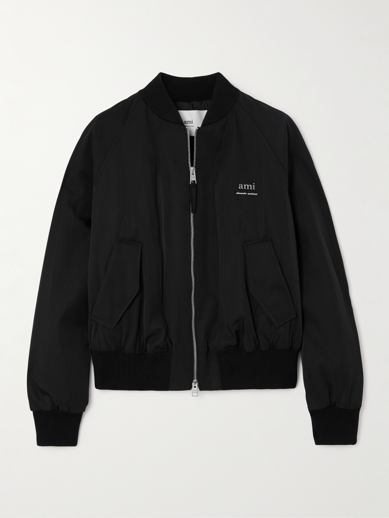Ami Alexandre Mattiussi Embellished Twill Bomber Jacket In Black
