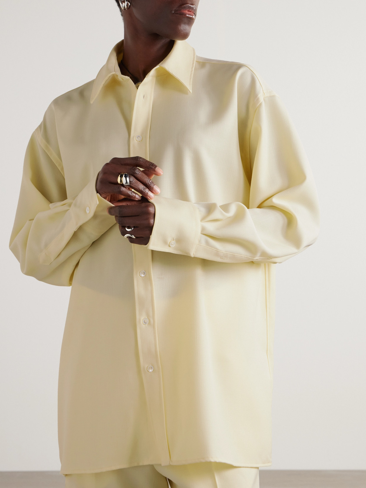 Ami Alexandre Mattiussi Oversized Wool Shirt In Yellow
