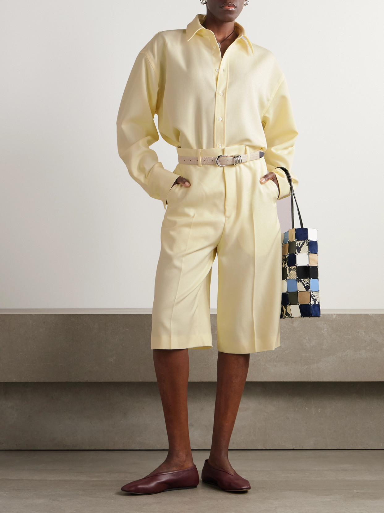 Ami Alexandre Mattiussi Oversized Wool Shirt In Yellow