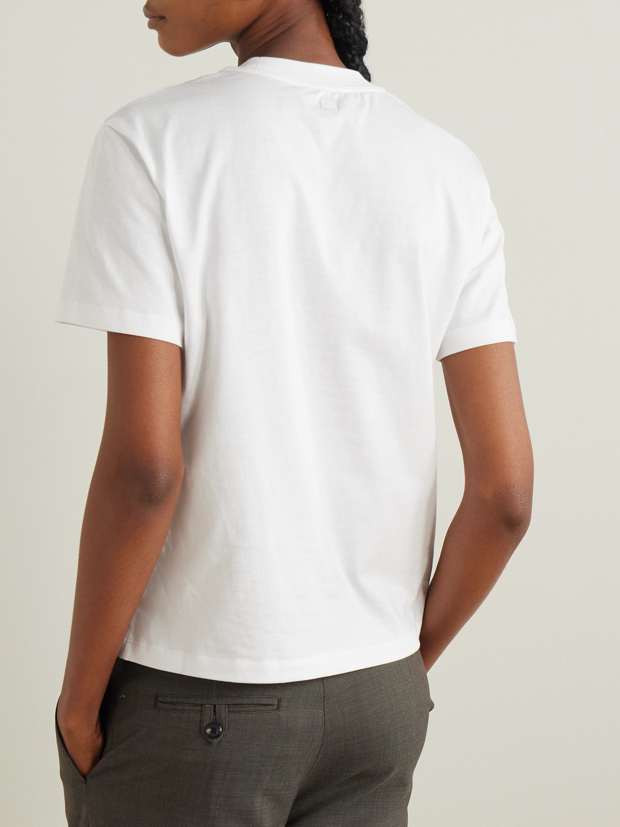 Ami Alexandre Mattiussi De Caur Embroidered Organic Cotton-jersey T-shirt In White