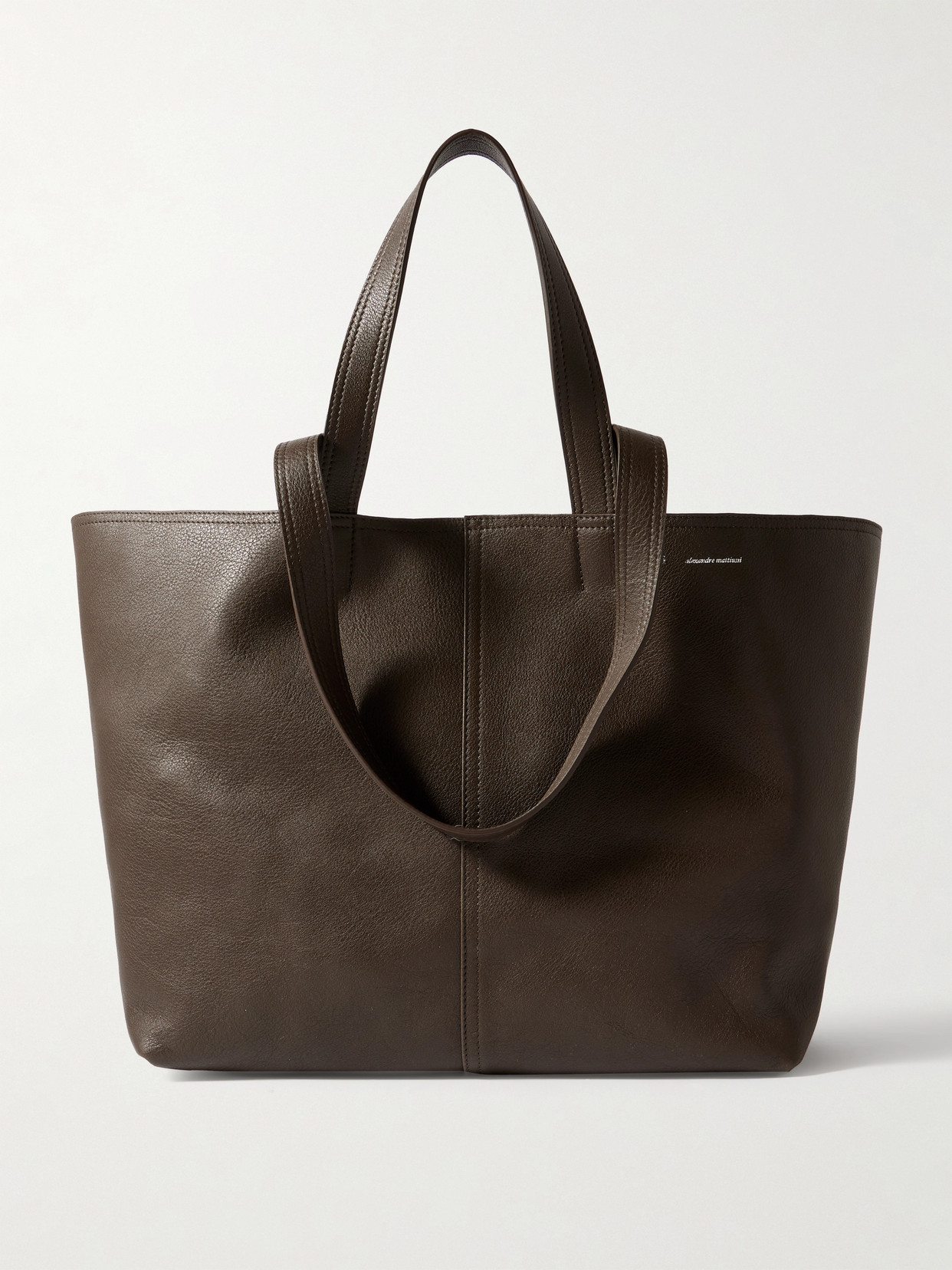 Ami Alexandre Mattiussi Textured-leather Tote In Brown