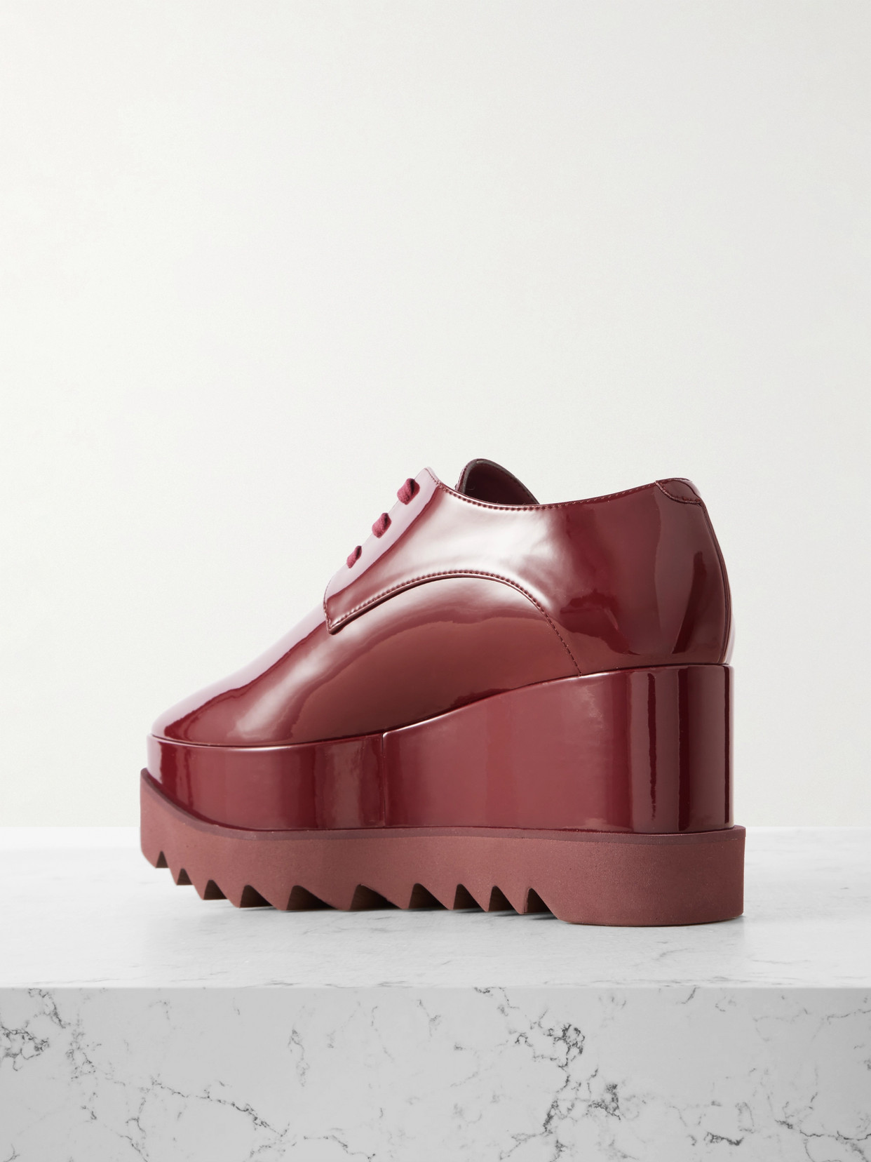 Stella Mccartney Elyse Vegetarian Patent-leather Platform Brogues In Burgundy