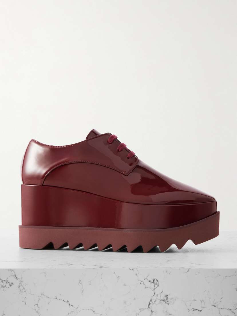 Stella McCartney Elyse Vegetarian Patent-leather Platform Brogues