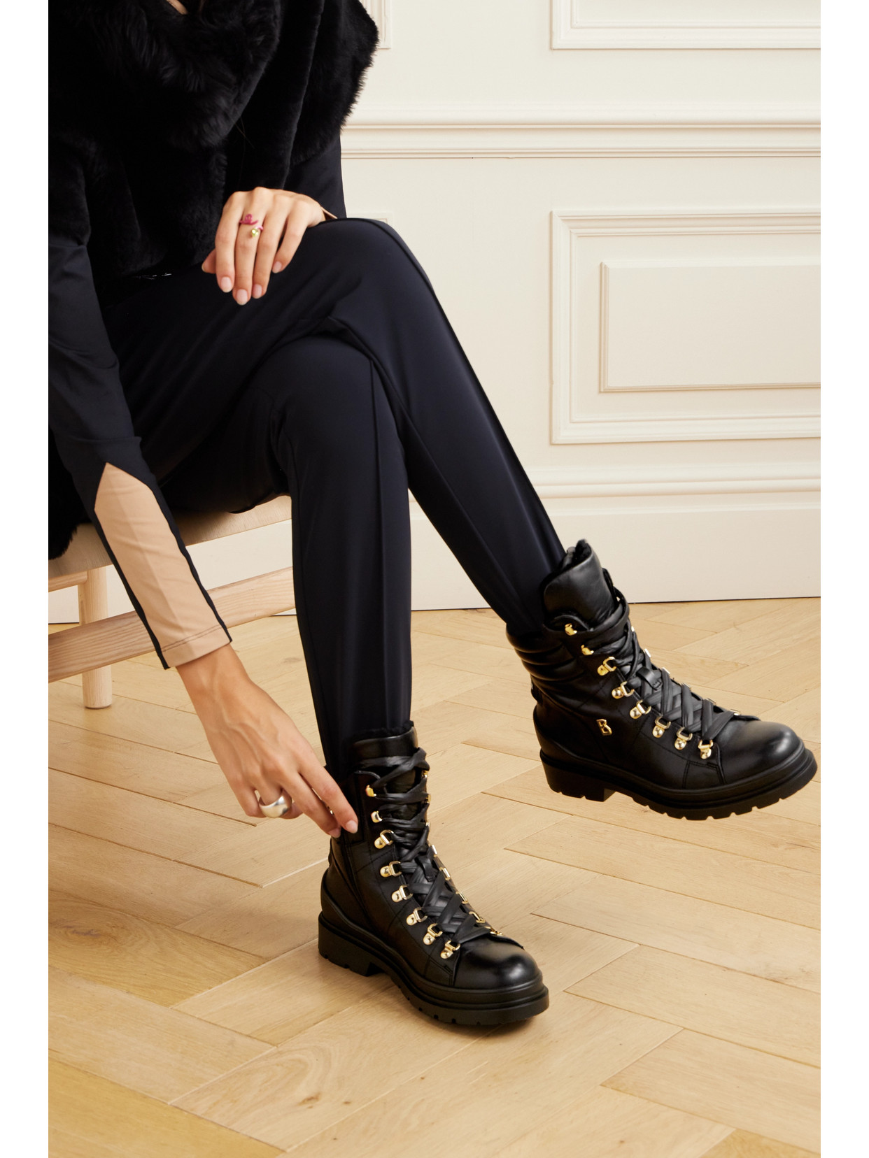 Bogner St. Moritz Leather Lace-up Boots In Black