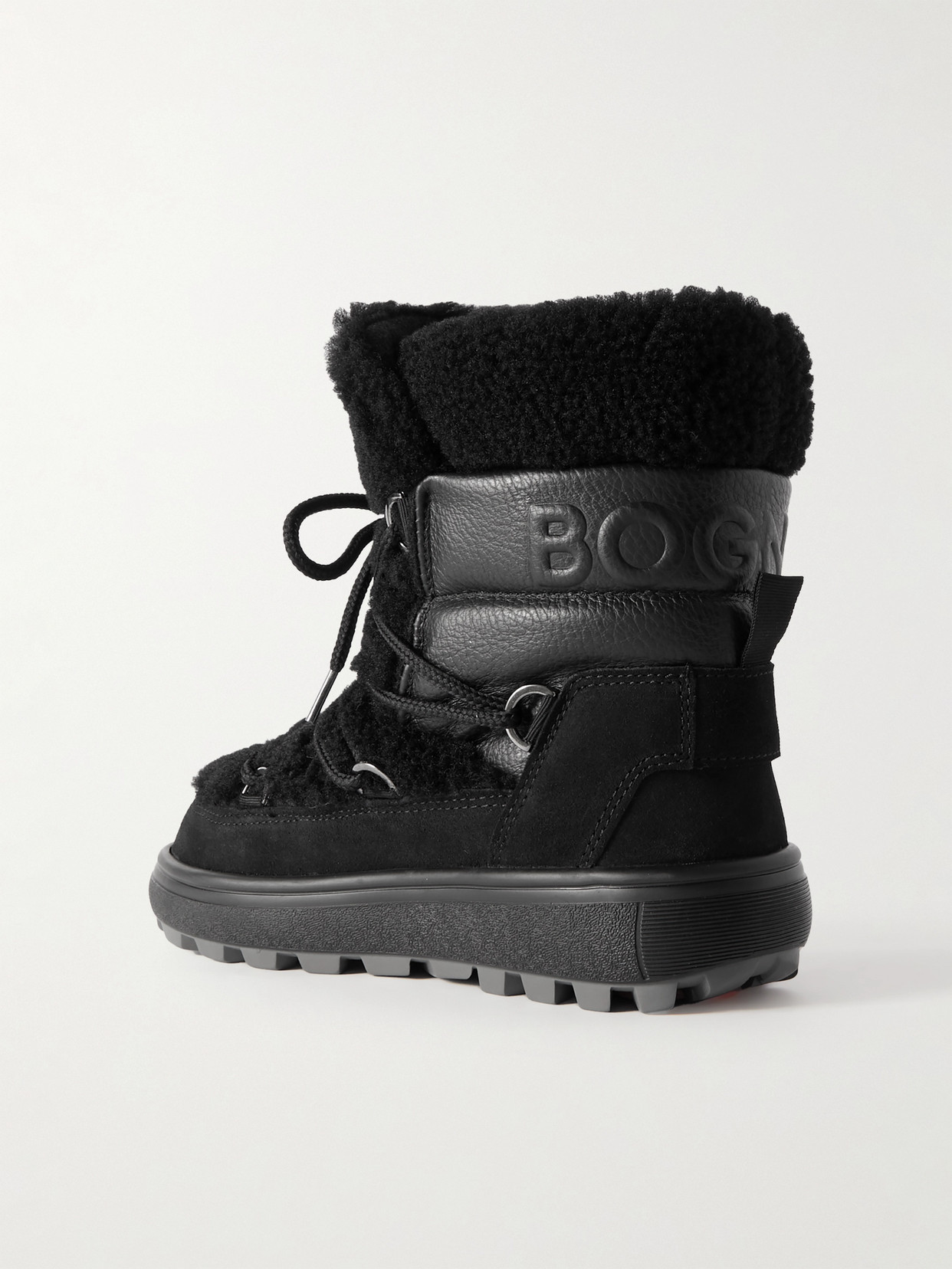 Bogner Chamonix Shearling, Textured-leather And Suede Snow Boots In Black