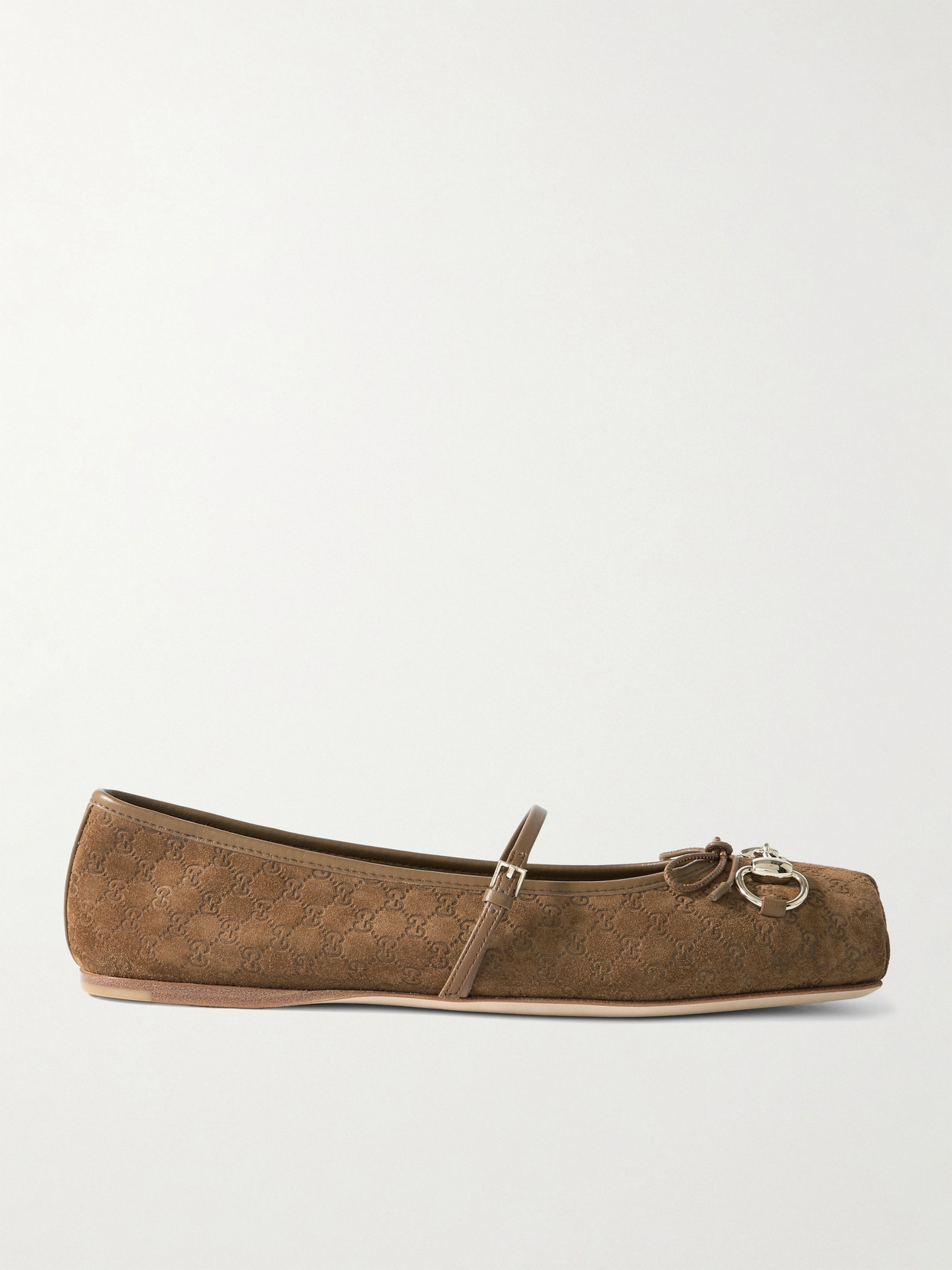 Gucci Horsebit-detailed Suede Ballet Flats In Brown