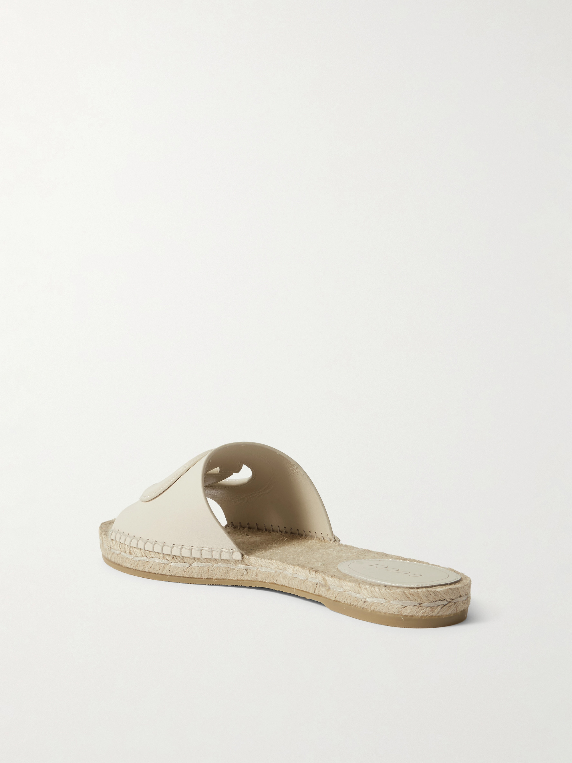 Gucci Cutout leather espadrille slides thumbnail
