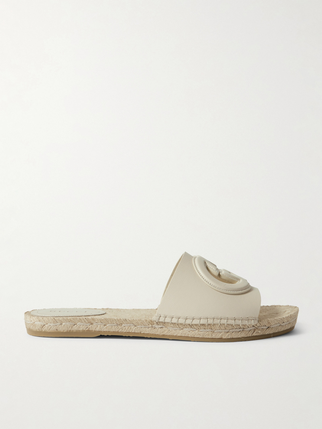 Gucci - Cutout Leather Espadrille Slides - Ivory