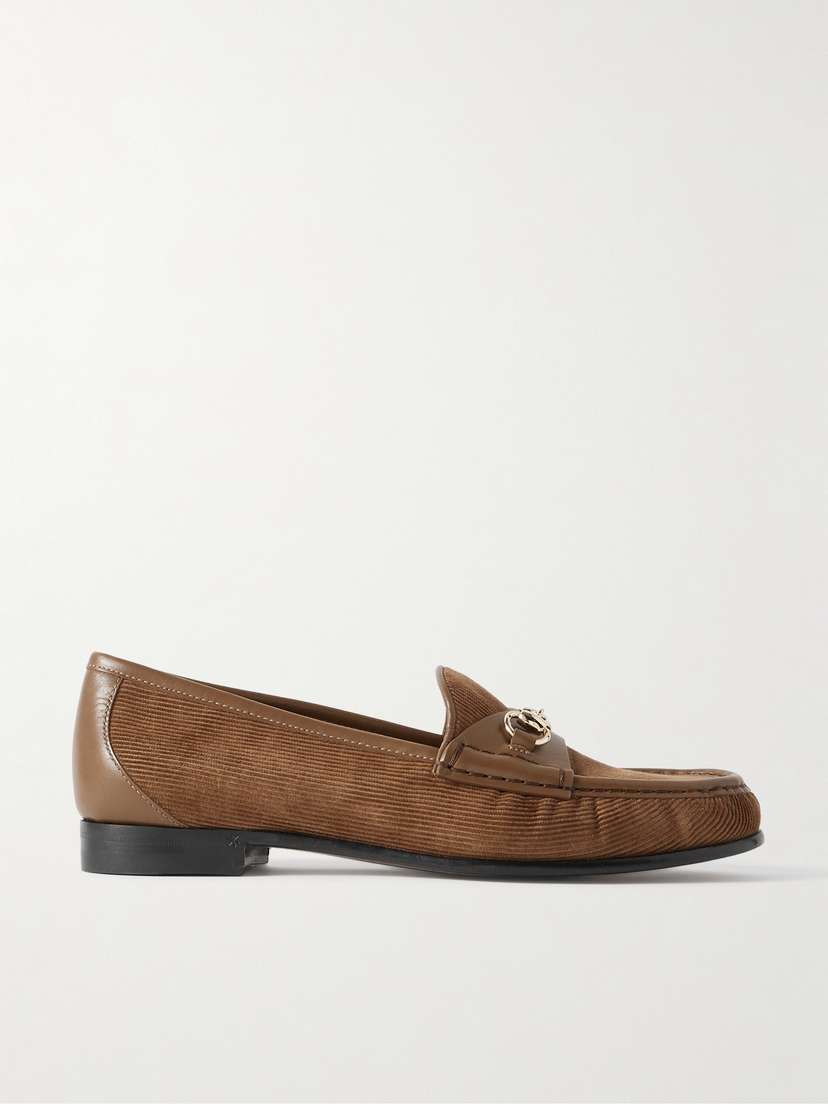 Gucci Horsebit-embellished Corduroy And Leather Loafers