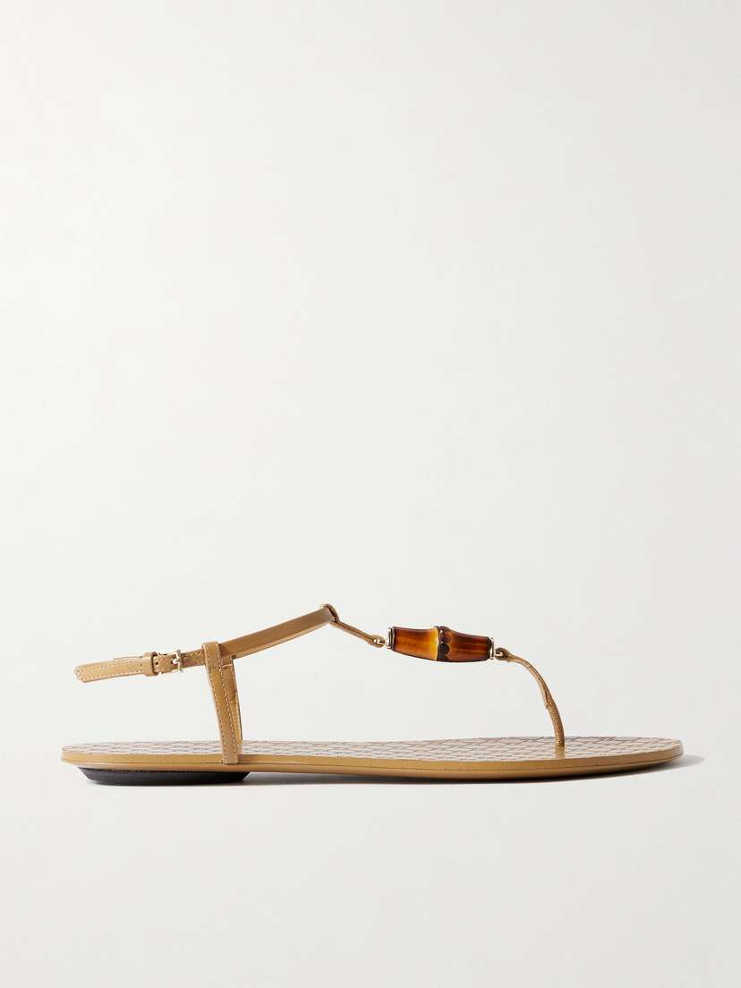 Gucci Susanna Bamboo-trimmed Leather Sandals