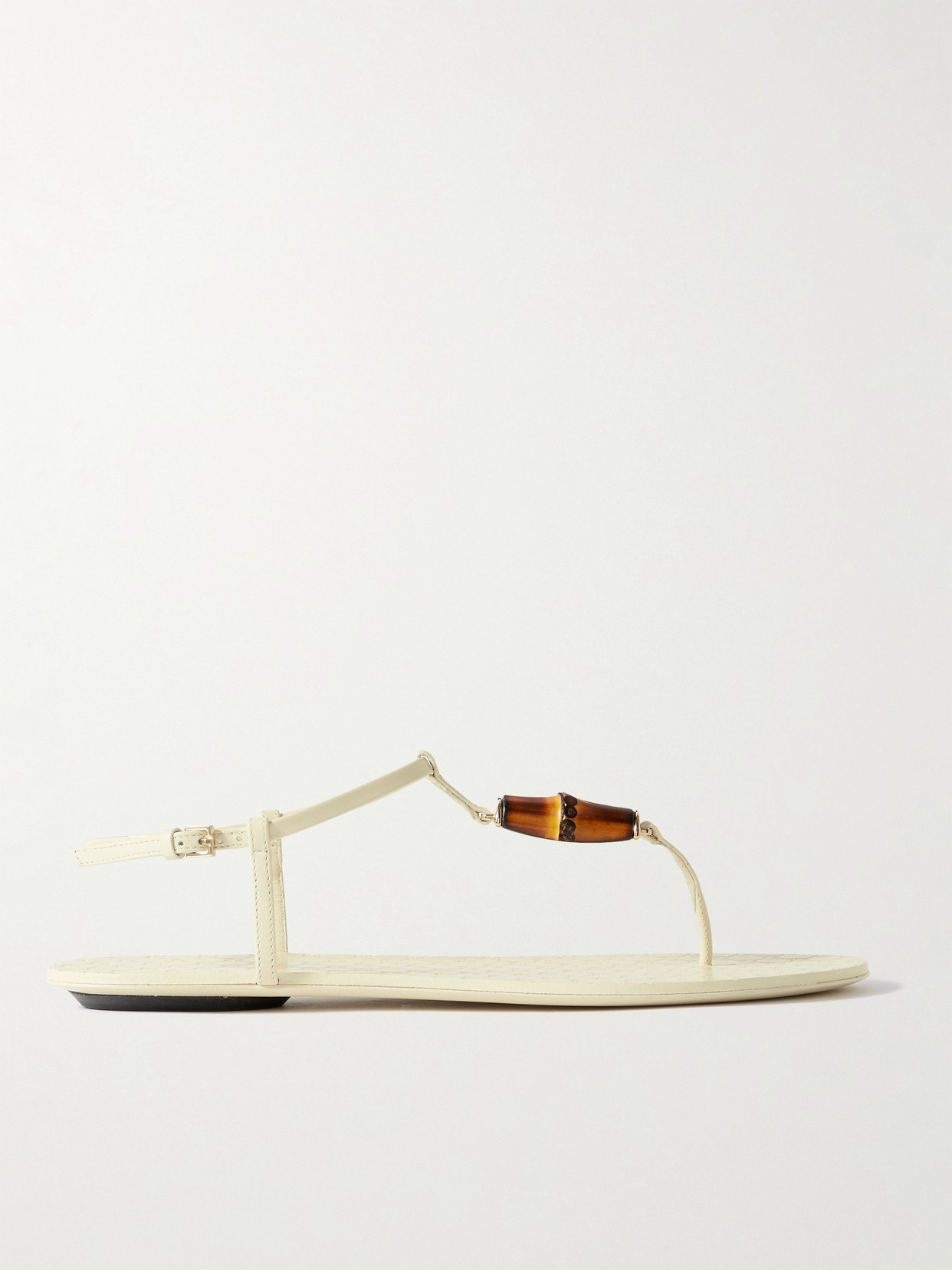 Gucci - Susanna Bamboo-trimmed Leather Sandals - Ivory