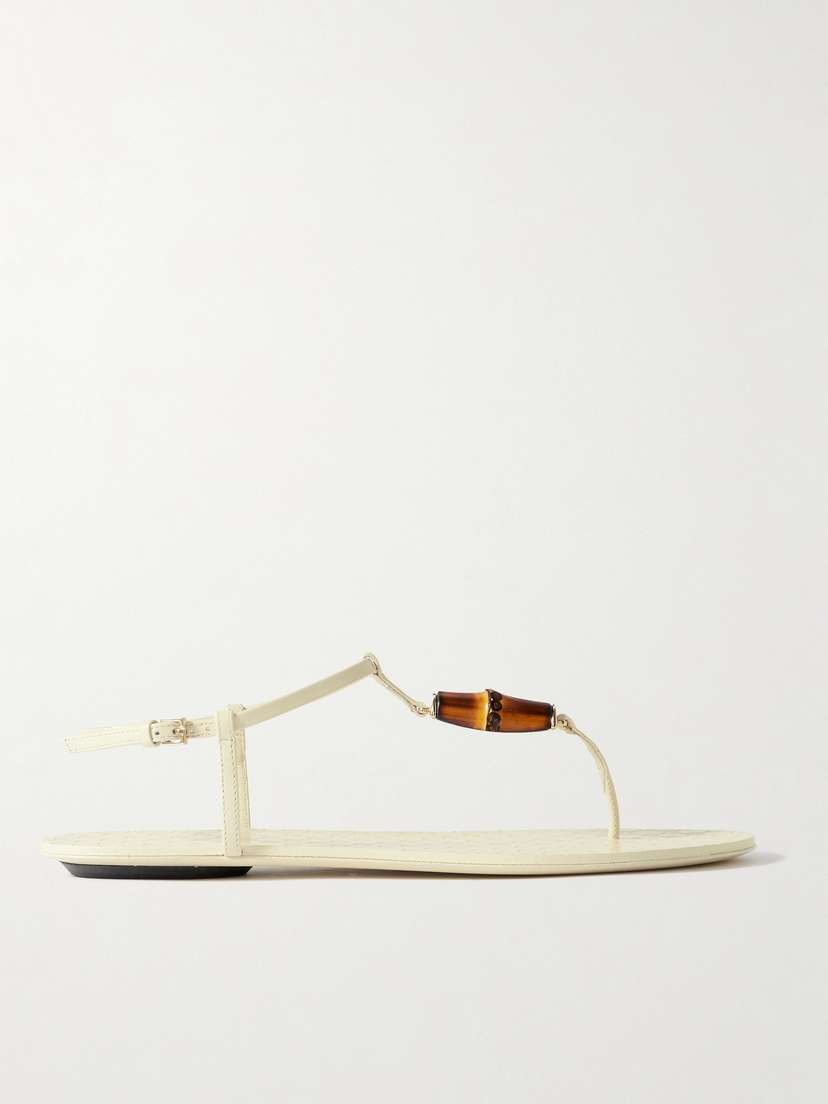 Gucci Susanna Bamboo-trimmed Leather Sandals