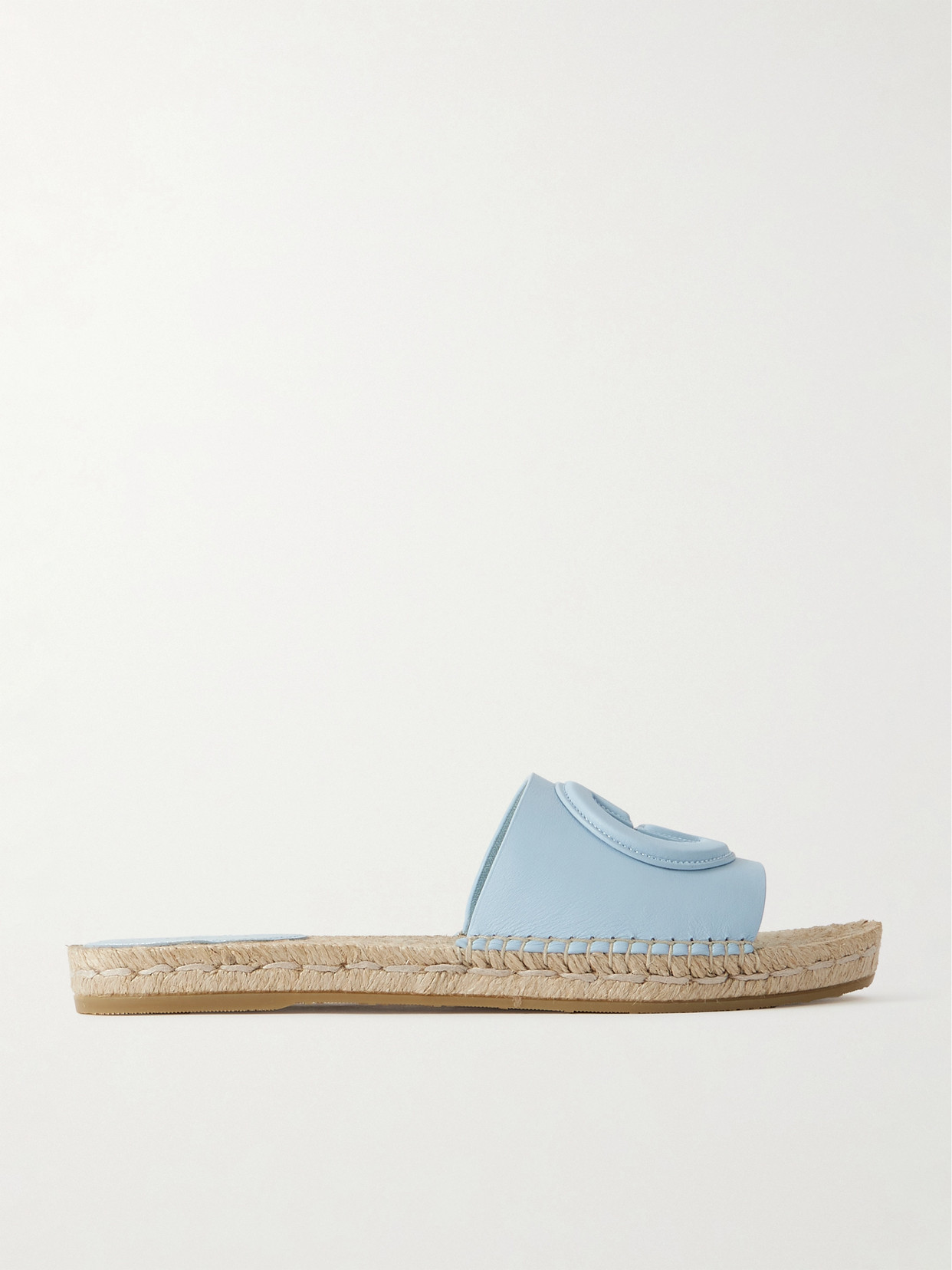 Gucci - Cutout Leather Espadrille Slides - Light blue