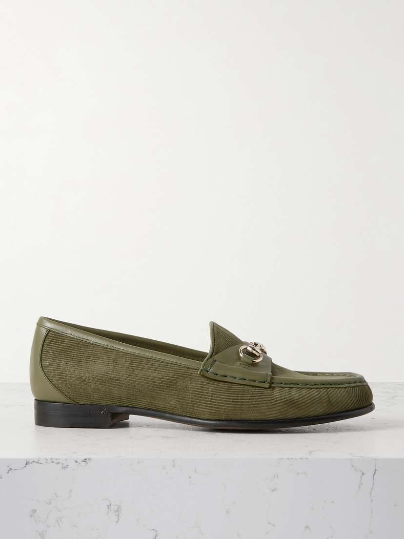Gucci Horsebit-embellished Corduroy And Leather Loafers