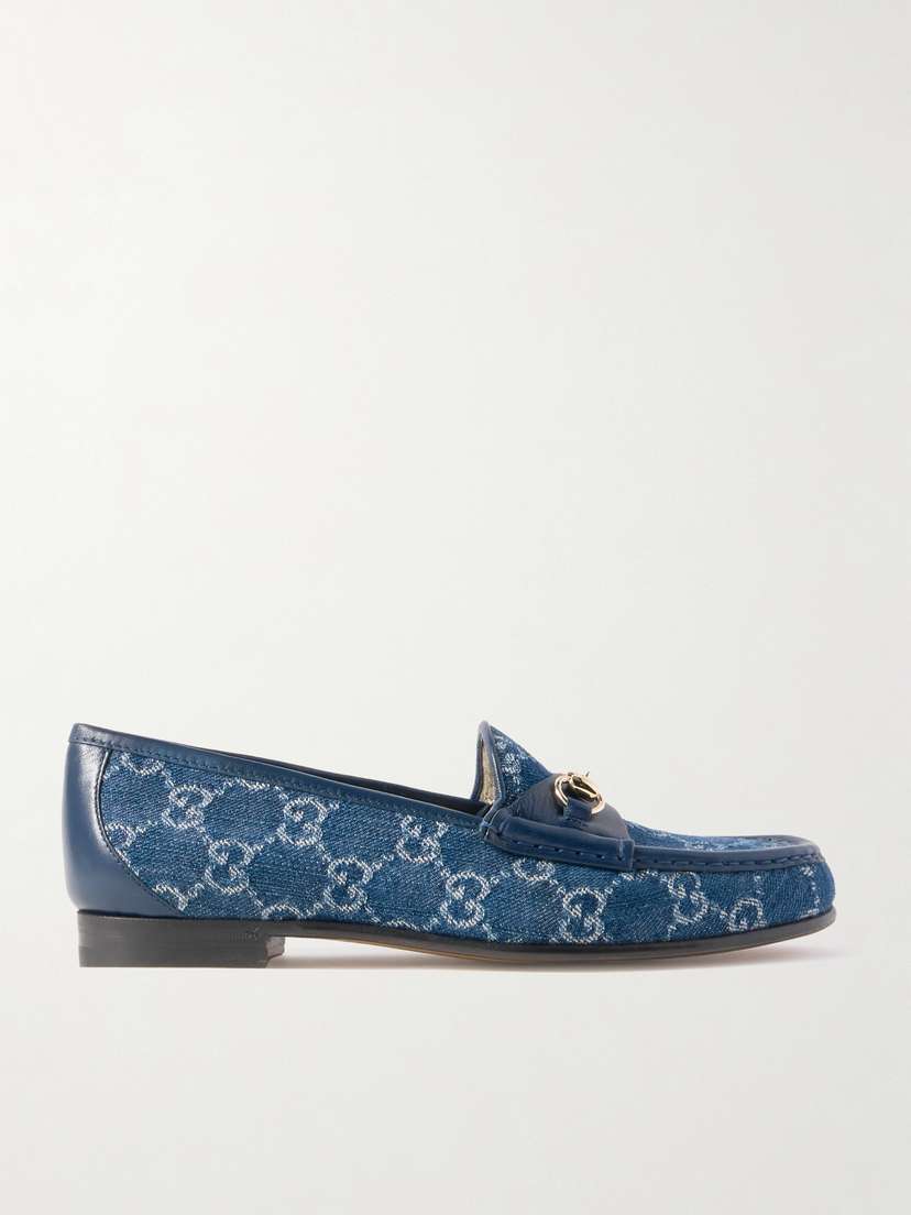 Gucci Horsebit 1953 Leather-trimmed Denim-jacquard Loafers